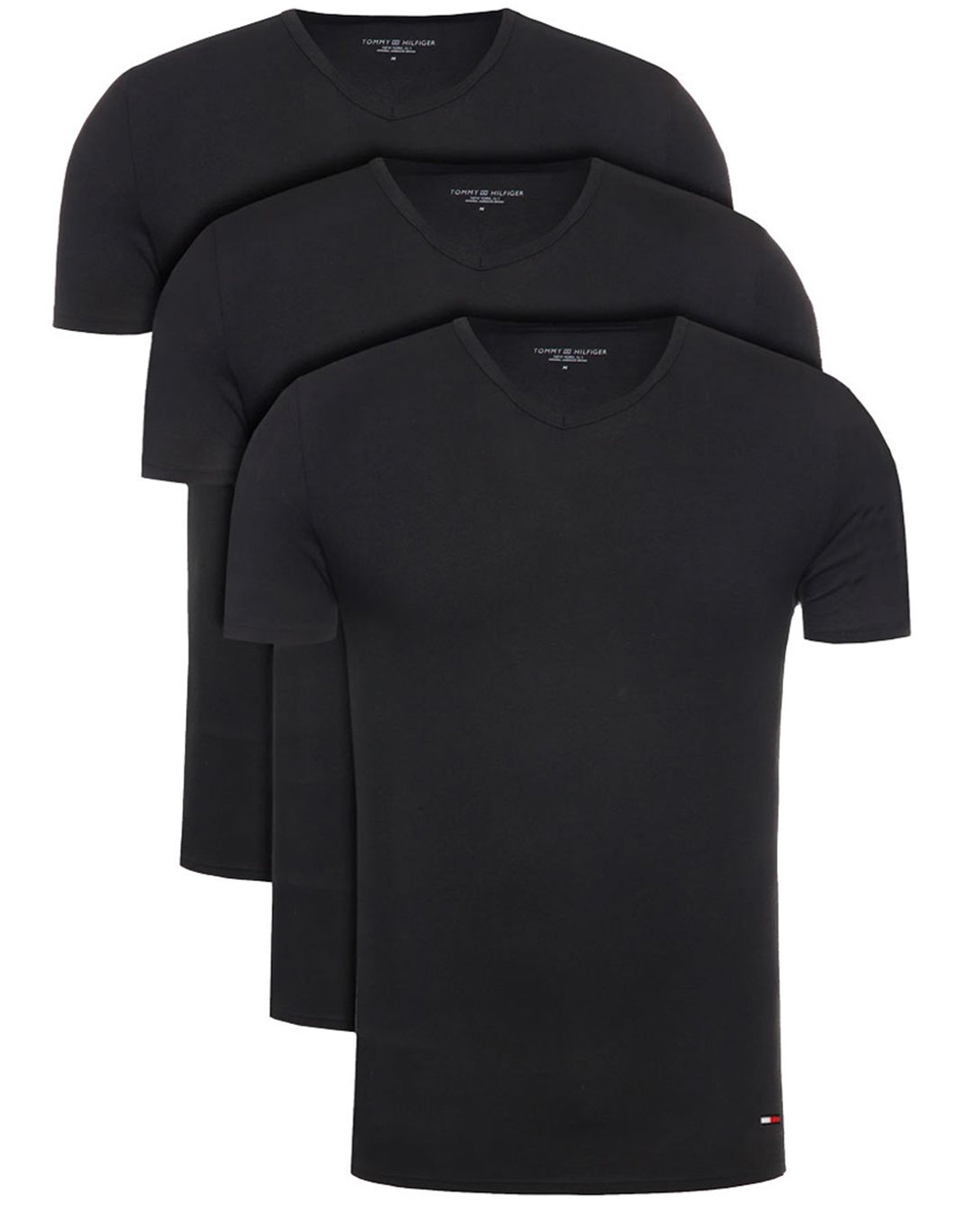 Tommy Hilfiger T-shirts V-hals stretch 3-pack zwart